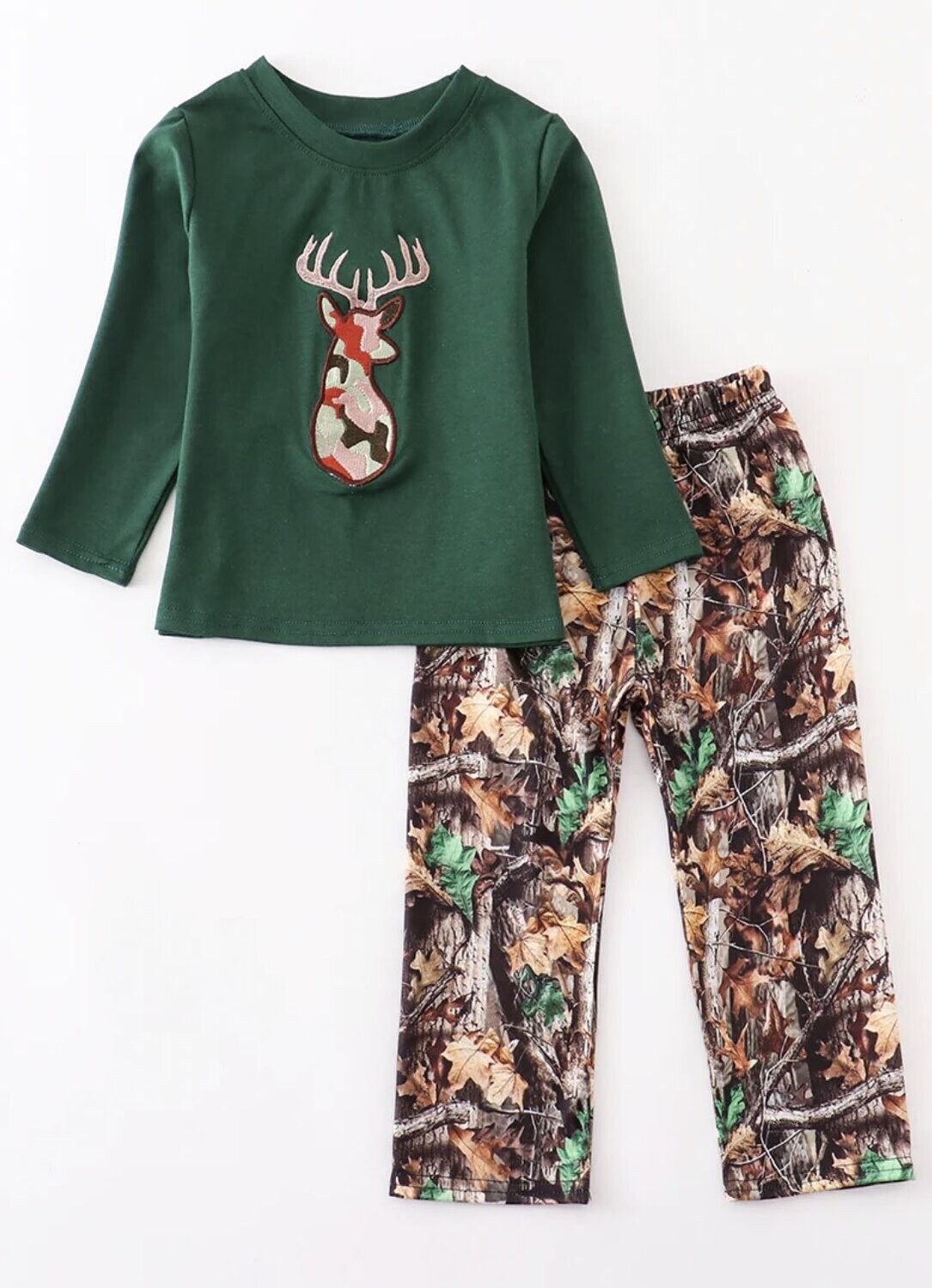 Camouflage Deer  Applique Boy Set