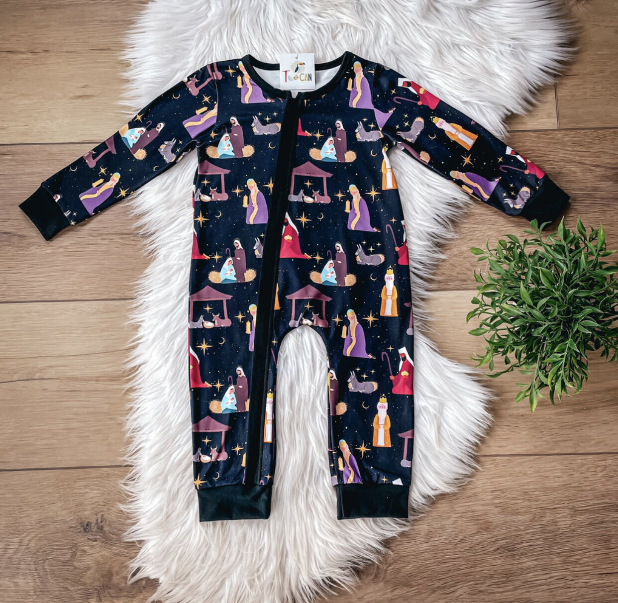Oh Holy Night Zipper Infant Romper