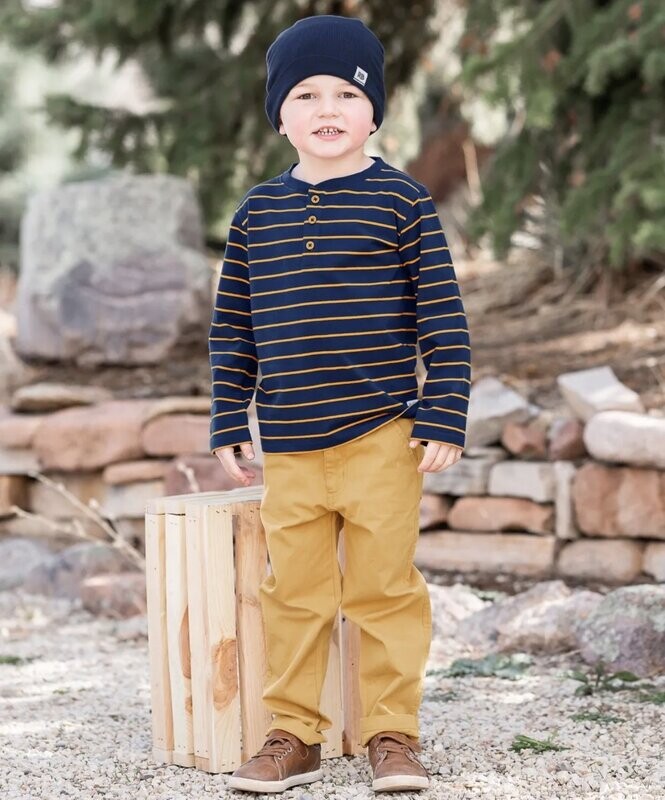 Navy &amp; Honey Stripe Henley