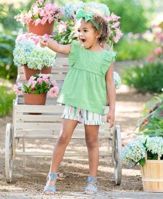 Dusty Jade Slub Ruffle Tank