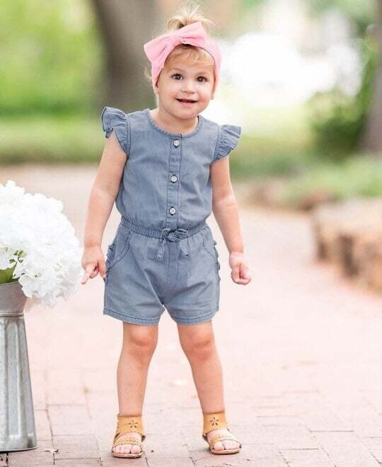 Light Wash Denim Flutter Romper