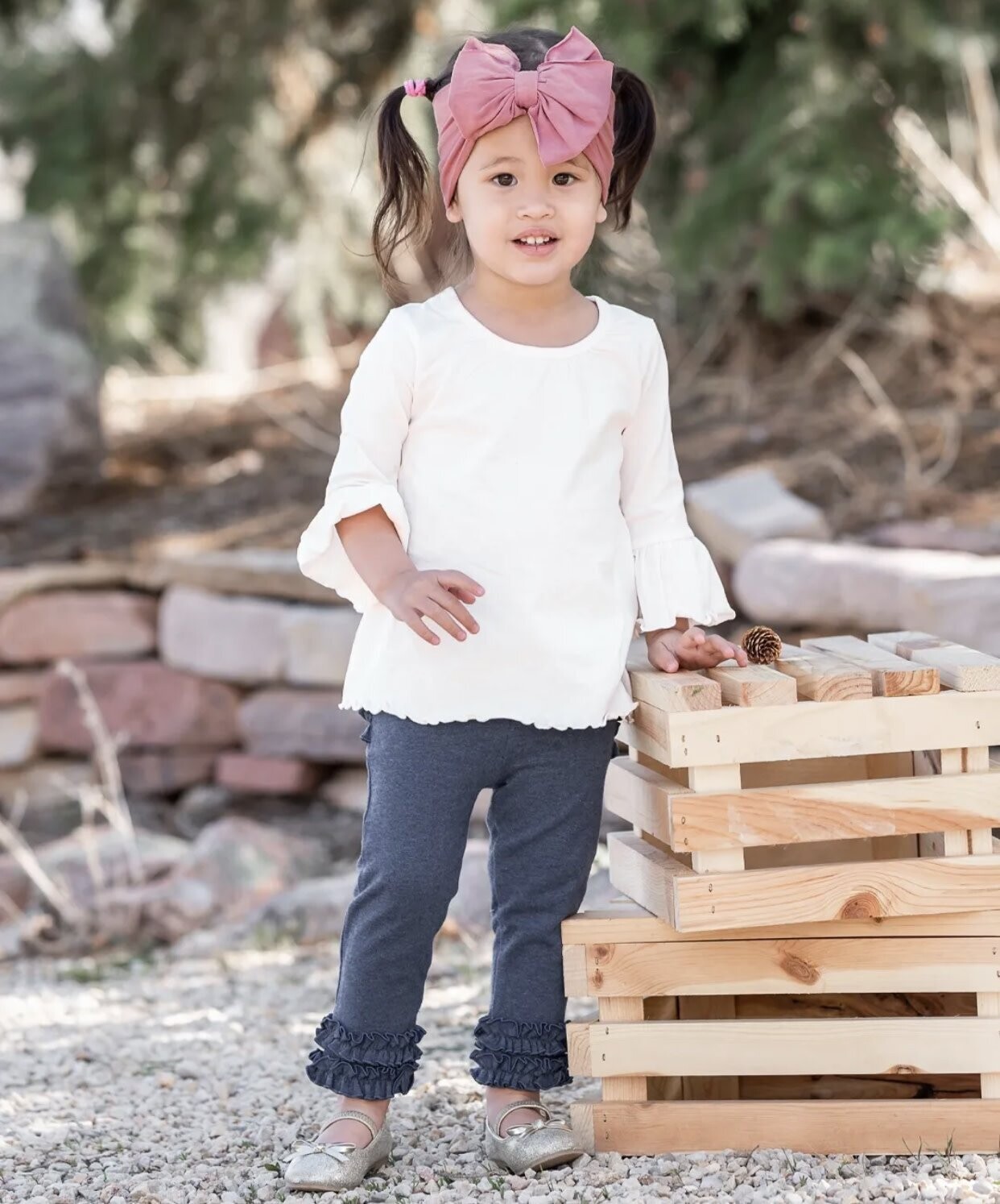 Faux Denim Ruffle Leggings