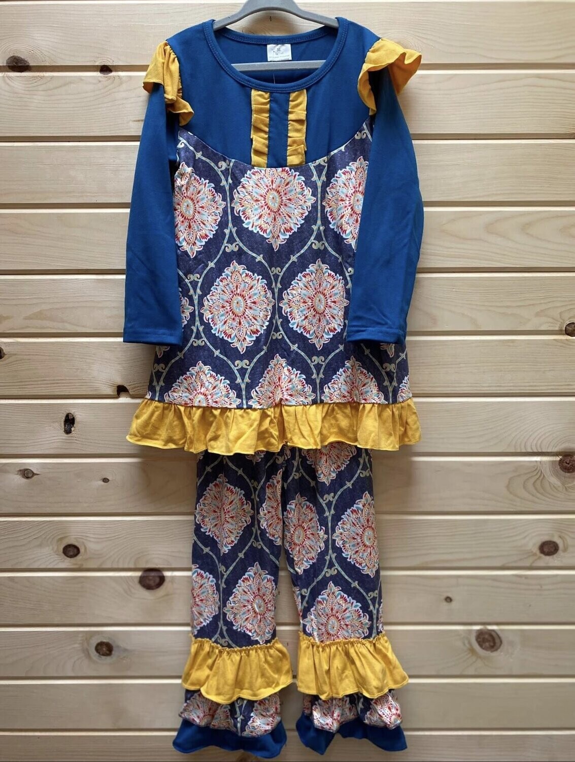 Navy &amp; Gold Ruffle 2 Piece Set