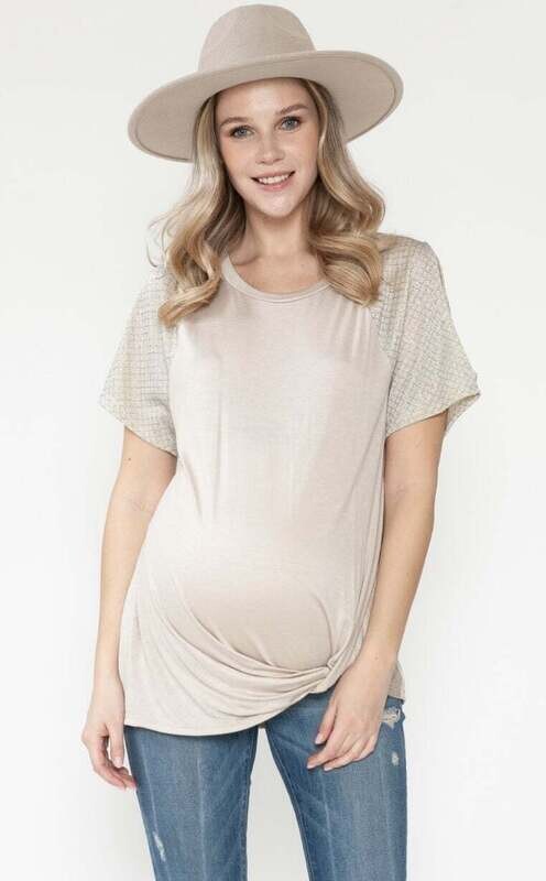 Open SS Front Hem Knotted Maternity Top