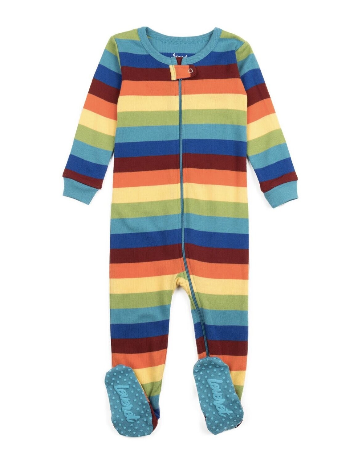 Toddler&#39;s Footed Cotton Colorful Striped PJs