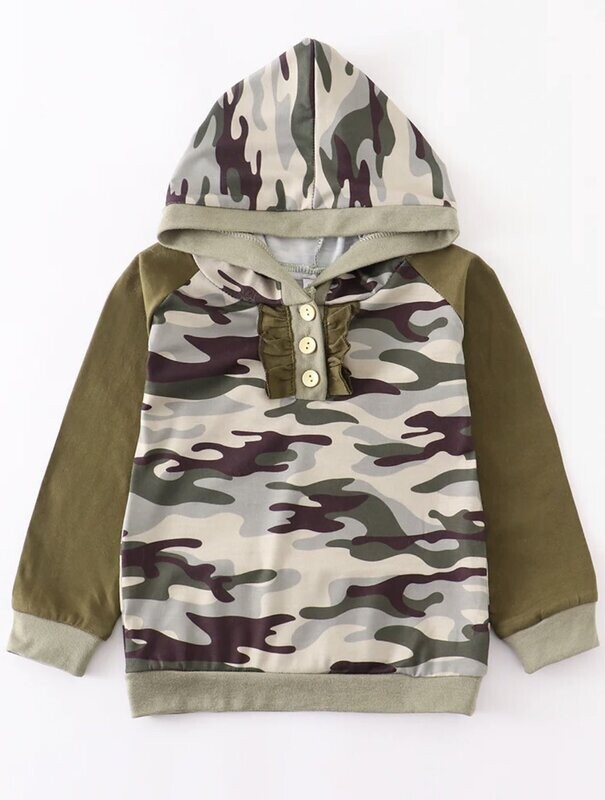 Camo Ruffle Hoodie Girls Toddler