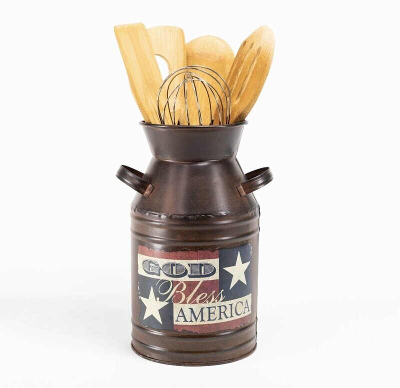 God Bless America Milk Can
