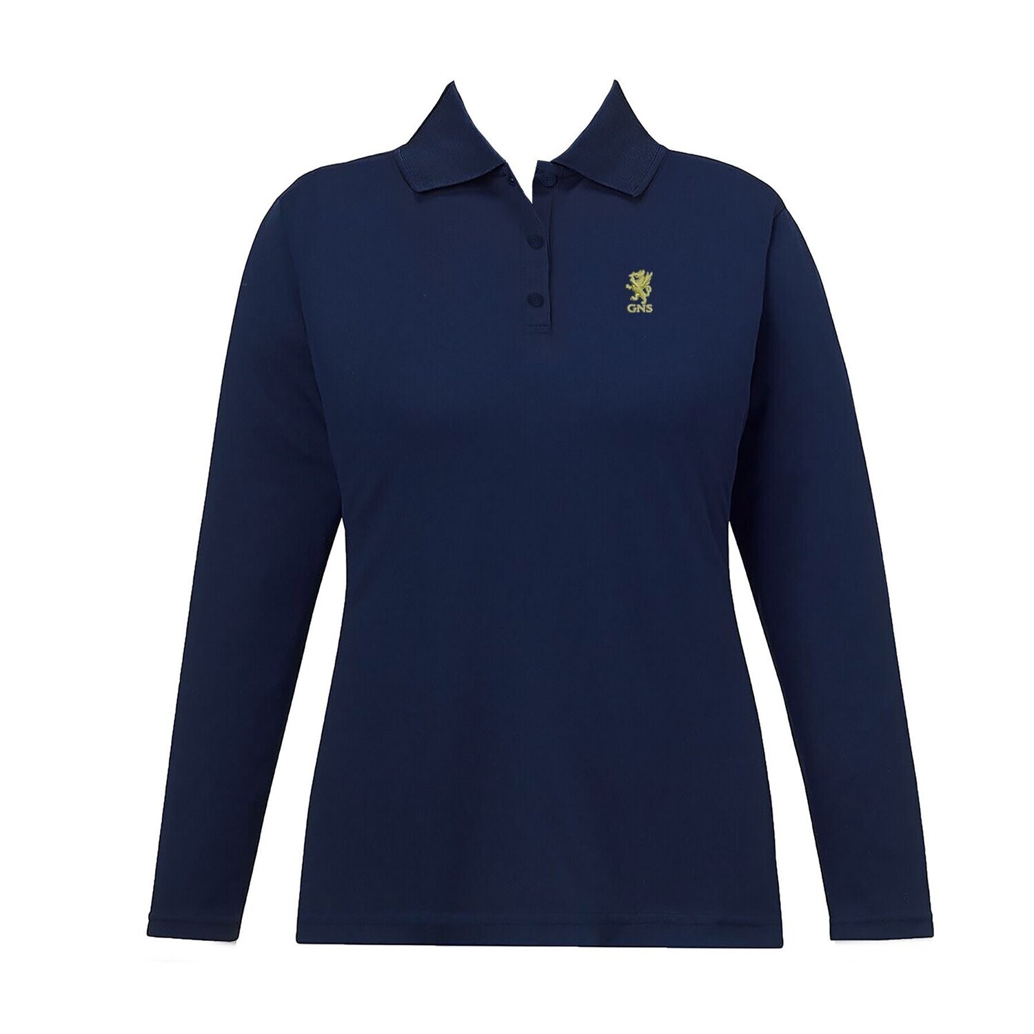 Golf Shirt, Long Sleeve - Ladies, Color: Navy, Size: S
