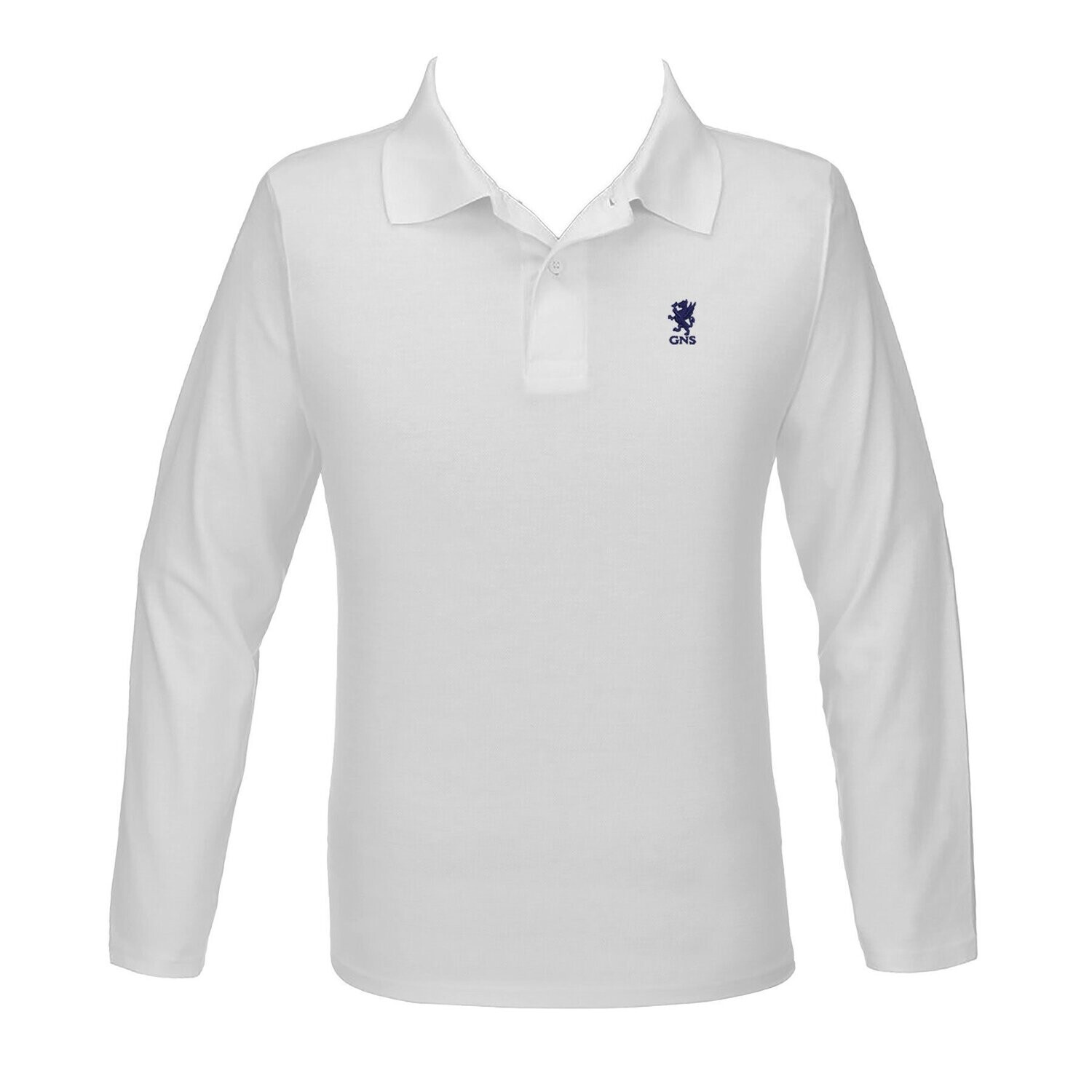 Golf Shirt, Long Sleeve - White - Youth/Unisex, Size: S