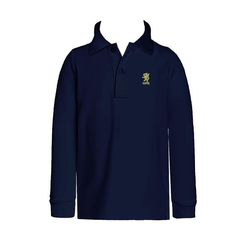 Golf Shirt, Long Sleeve - Child, Color: Navy, Size: XS