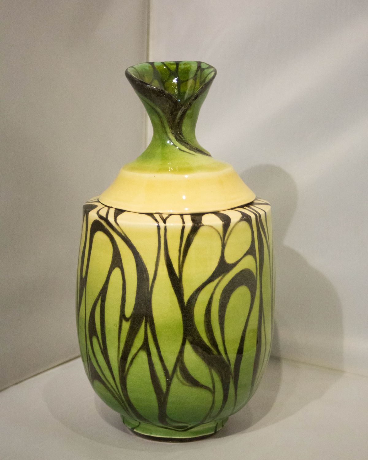 Rodney Lloyd - 3 - Lidded Vase/Green/Black Scroll