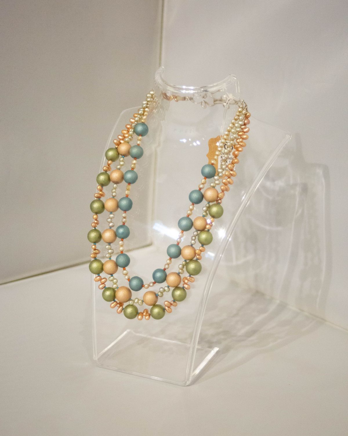 Deena Kachadoorian - DMK 14 Necklace, 3 Tiered Matte Sea Shell Pearls w/ Small Fresh Water Pearls