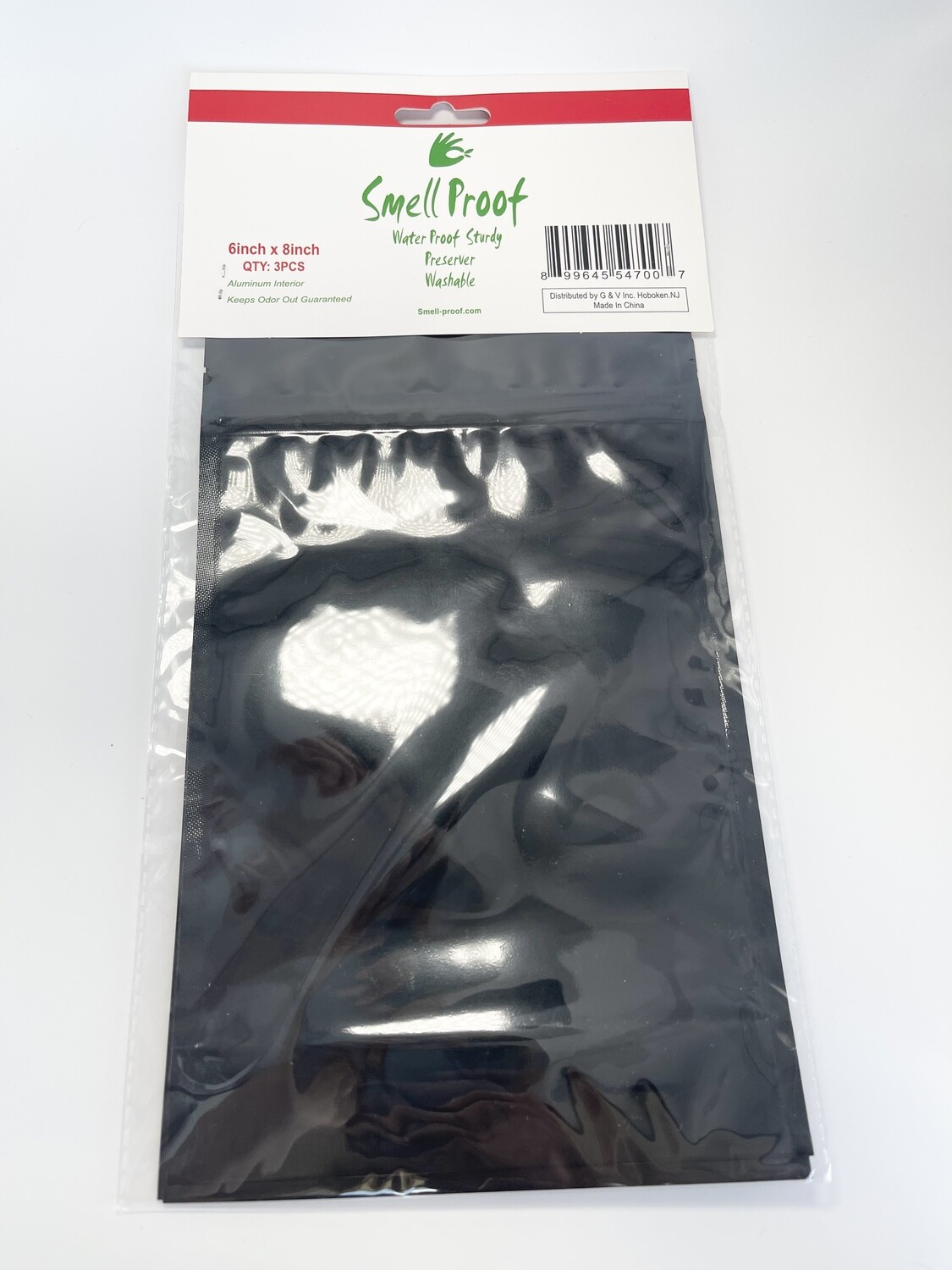 Smell proof bags, Size: Black 6inx8in