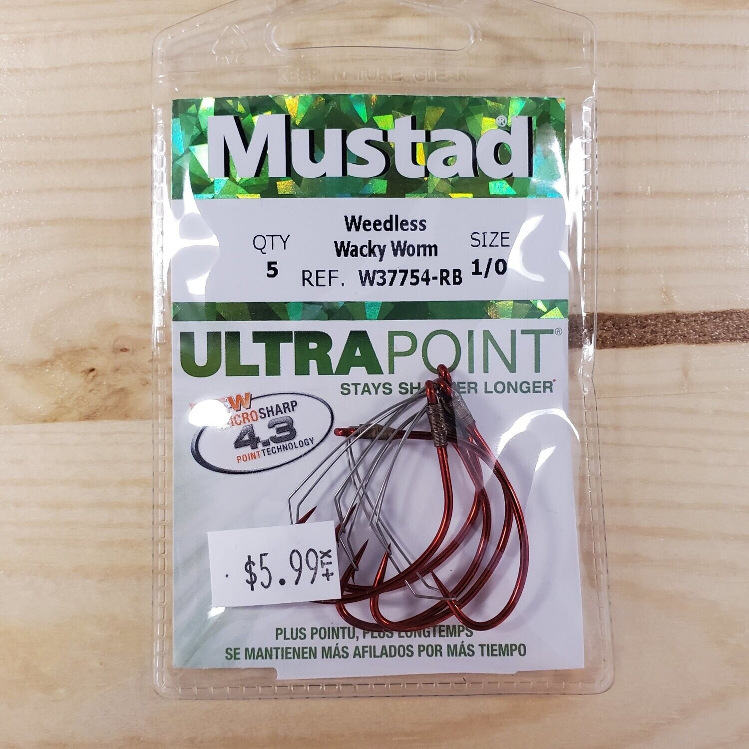Mustad Ultrapoint 1/0 Weedless wacky worm