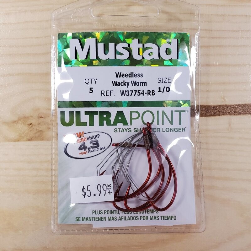 Mustad Ultrapoint 1/0 Weedless wacky worm