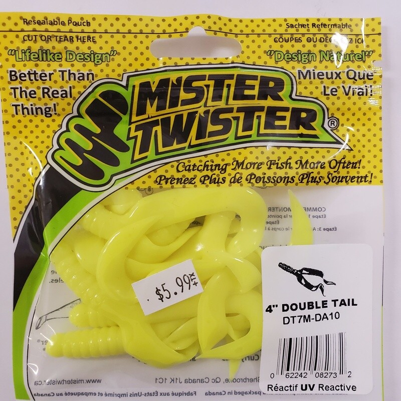 Mister Twister Double tail Yellow 4&quot;