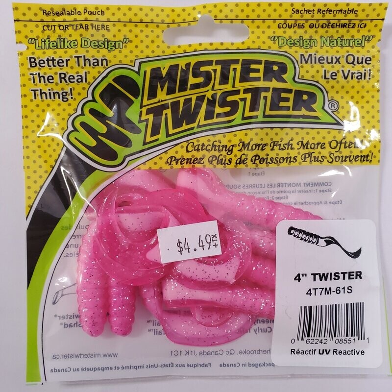 Mister Twister curly tail neon pink 4&quot;