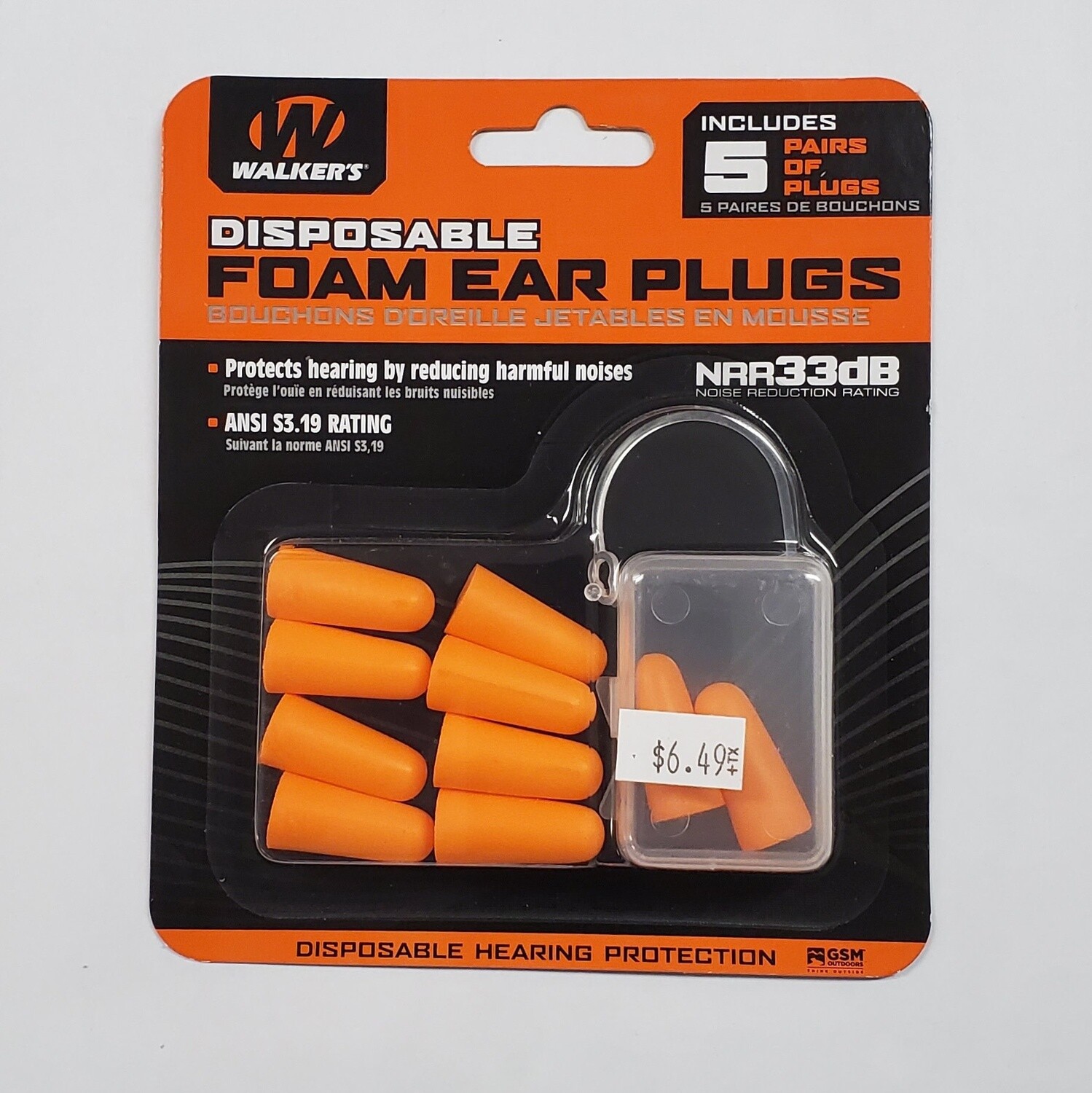 Walkers foam ear plugs orange 5pk