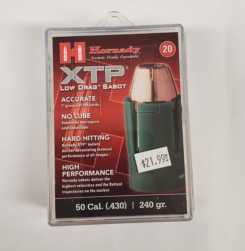 Hornady muzzleloading sabots 50cal XTP 240gr