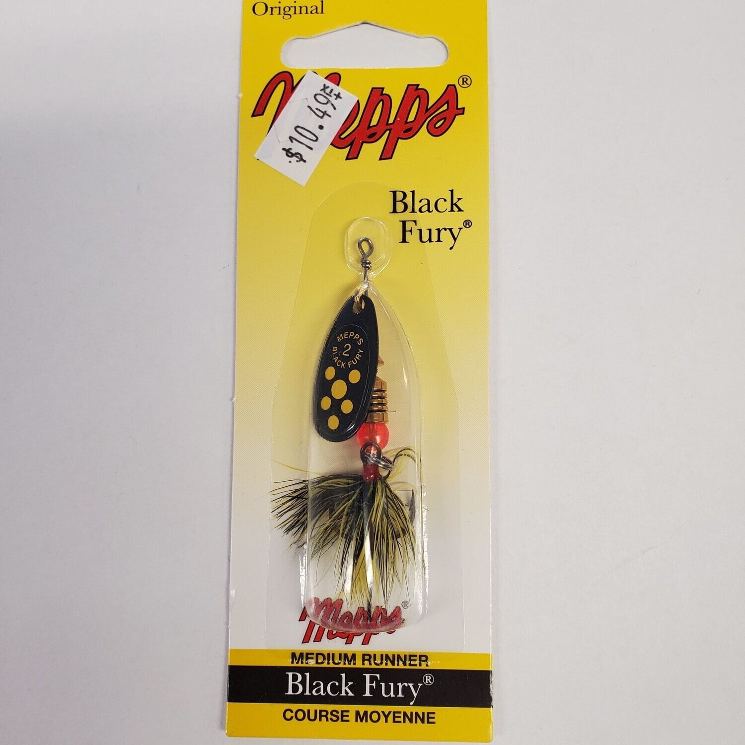 Mepps Black Fury black/yellow dots #2 dressed