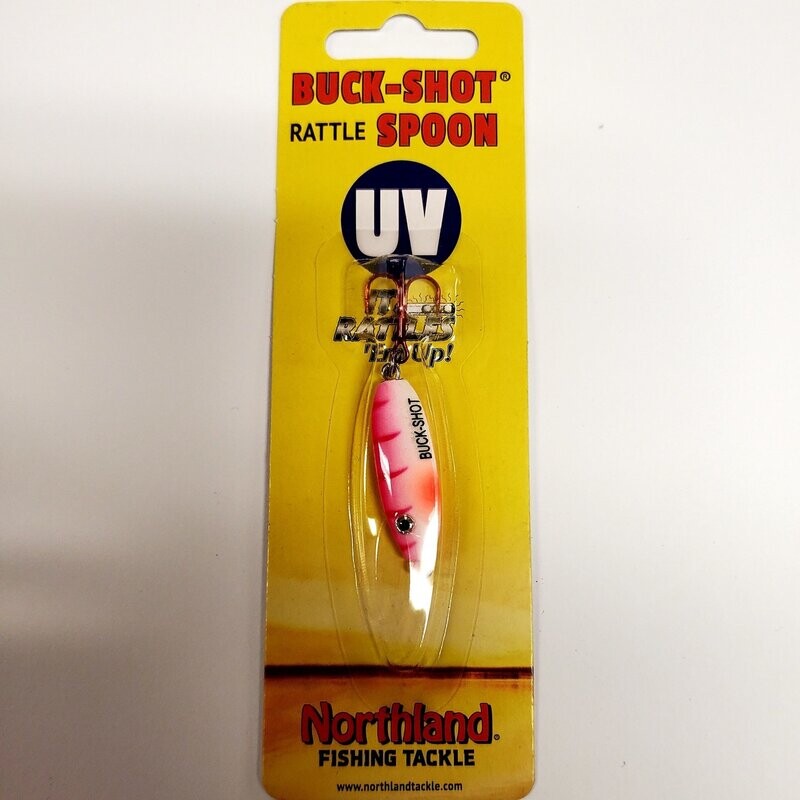 Northland Buck-Shot Rattle Spoon 1/4oz UV Pink Tiger