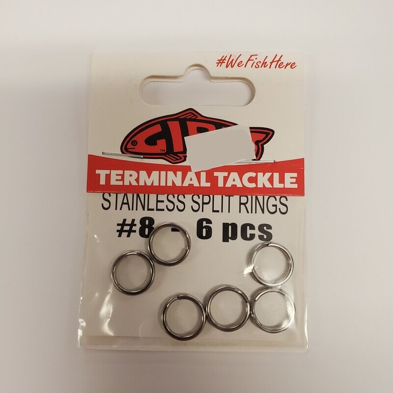 Gibbs Stainless Split Rings #8 6pk