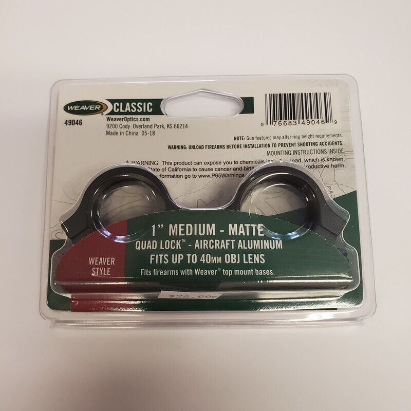 Weaver Classic 1&quot; med scope rings