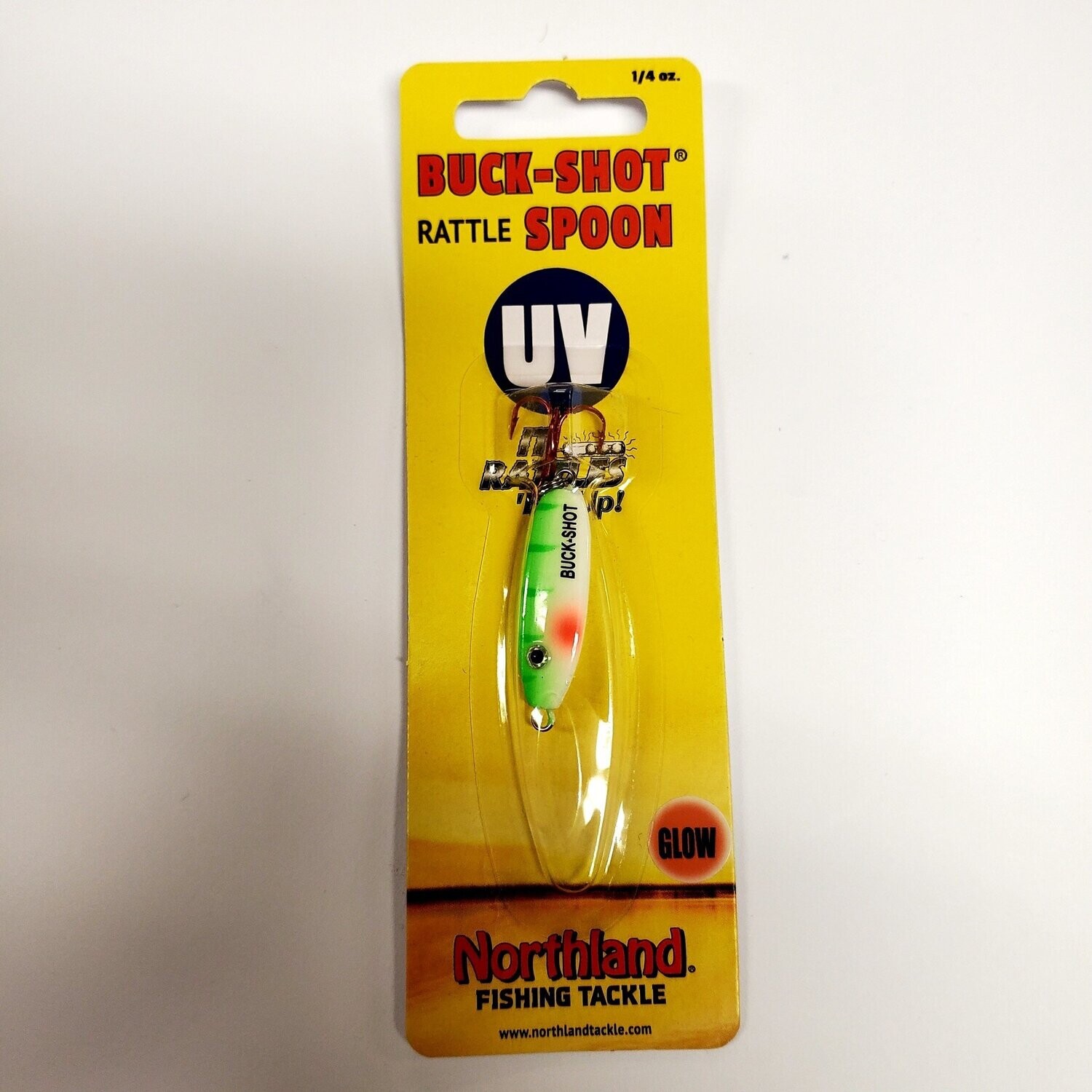 Northland Buck-Shot Rattle Spoon 1/4oz UV Glow Perch