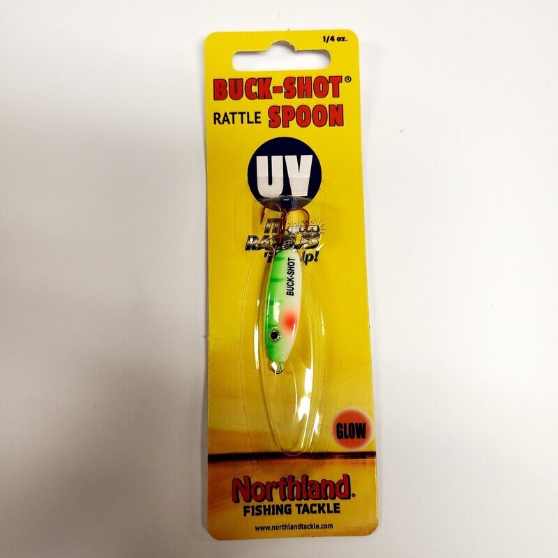 Northland Buck-Shot Rattle Spoon 1/4oz UV Glow Perch