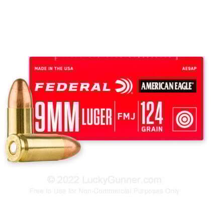 Federal American Eagle 9mm 124gr FMJ