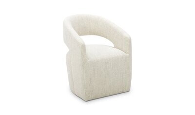 Barrow Performance Fabric Rolling Dining Chair - White Mist