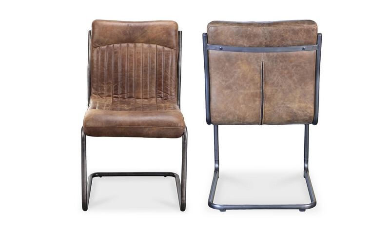 ANSEL DINING CHAIR GRAZED BROWN LEATHER (Set of 2)