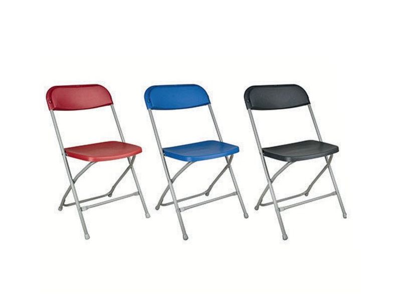 Folding Polypropylene Chair - Blue/Charcoal/Red