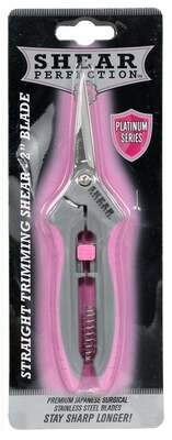 Shear Perfection Pink Platinum Stainless Trim Shears -2 Straight Blades
