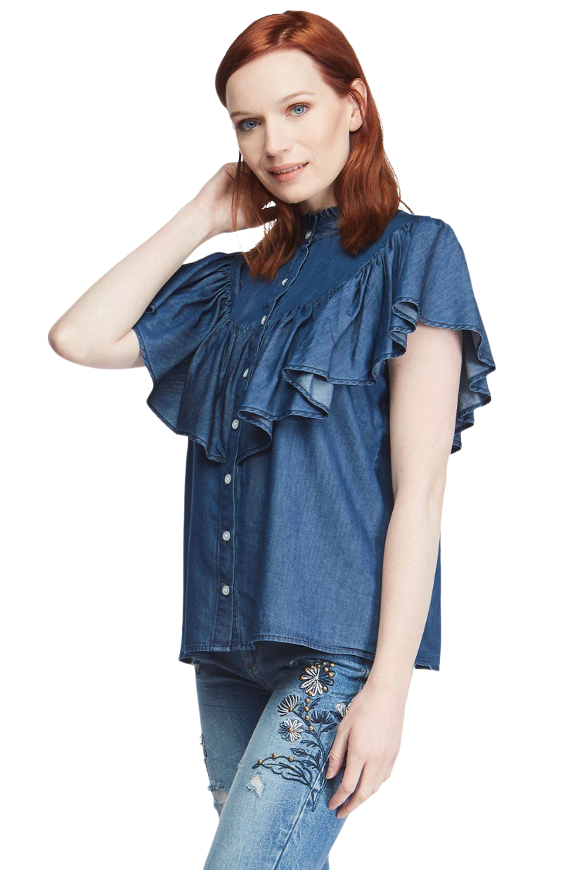 Aqua Womens Tencel Blue Top