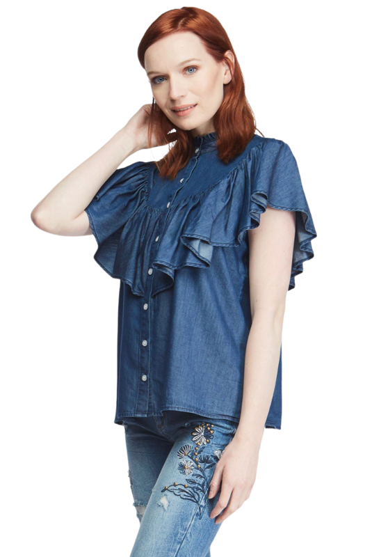 Aqua Womens Tencel Blue Top