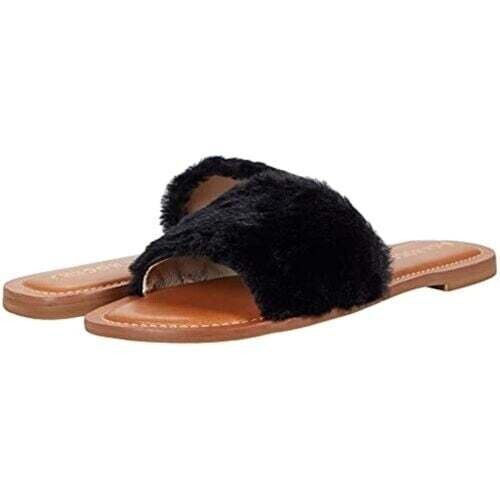 Jack Rogers Black Faux Fur Slides