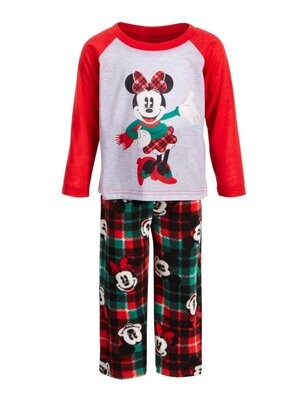Disney Minnie Mouse 2 Pc Flannel Pajama Set, 2T