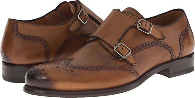 Mezlan Hand Burnished Medallion Toe Leather Shoes, 11.5
