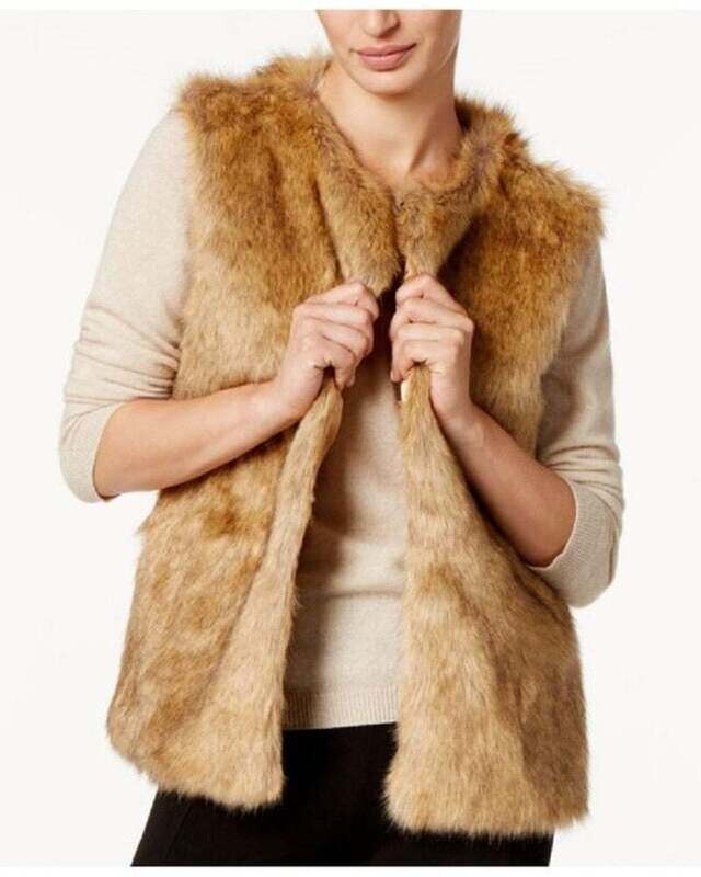 I.N.C. Brown Faux Fur Vest, M/L
