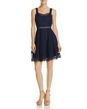 AQUA Navy Fit &amp; Flare Dress, Medium