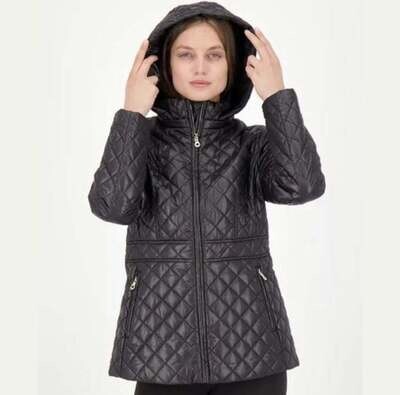 Kate Spade Black Quilted Coat w/Hood