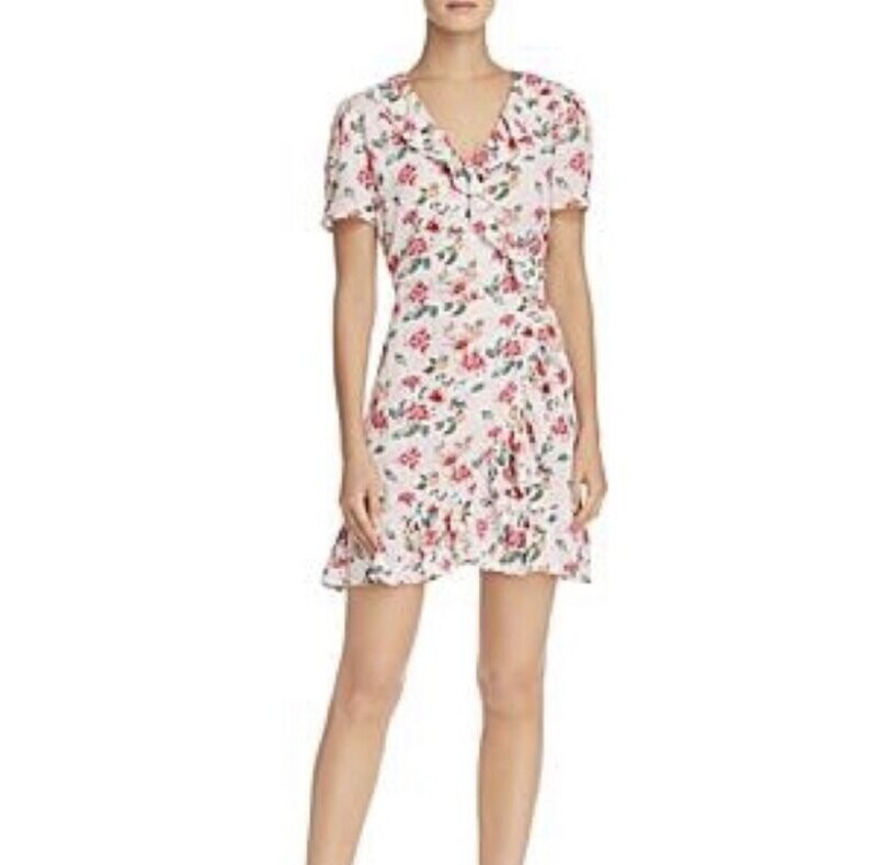 AQUA Pink Floral Print Wrap Dress
