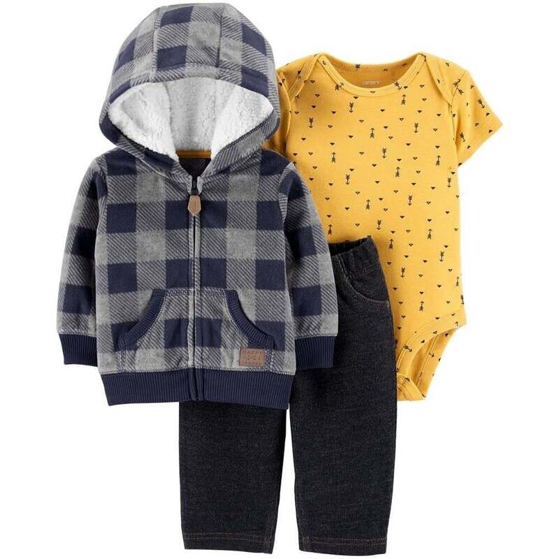 Carter’s Boys Plaid Hoodie 3 Pc Pants Set