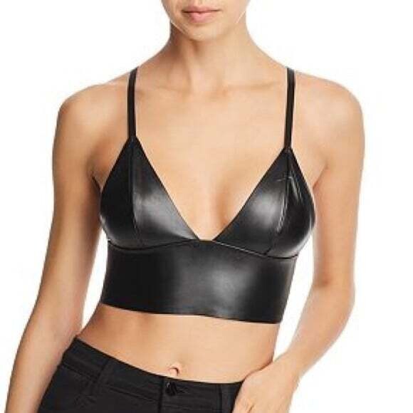 AQUA Faux Leather Bralette Top