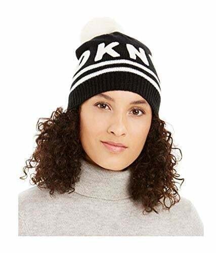 DKNY Pom Blk/Wht Beanie Hat