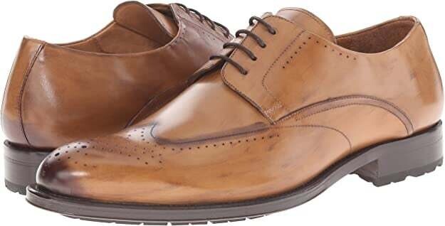 Mezlan Tan Leather Medallion Toe Shoes, 11.5