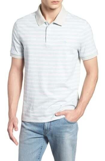 Original Penguin Men&#39;s Grey Stripe Polo Shirt, S