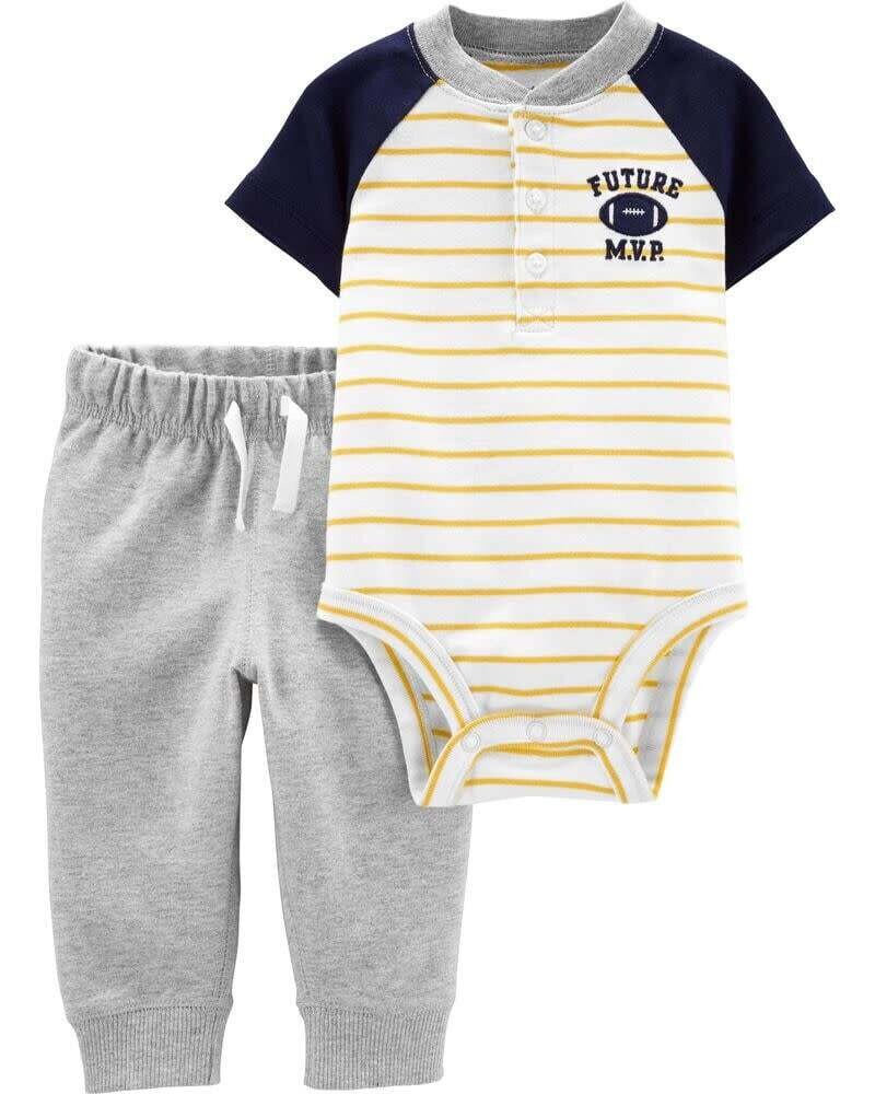 Carter&#39;s 2Pc Football Henley Bodysuit Pant Set, 9m