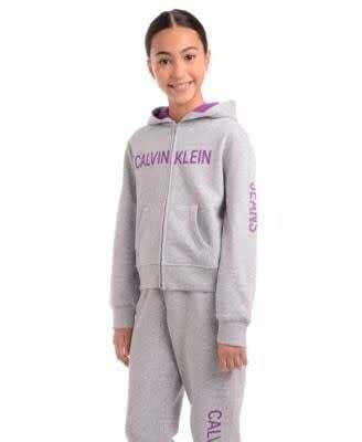 Calin Klein Girls Grey/Purple Hoodie, L
